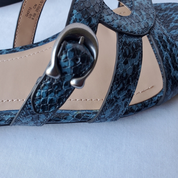 Coach Black and Blue Animal Print Kennedy Mineral Slide Sandals in a size 9.5M - Picture 4 of 7